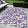 5 X 8 Purple and White Abstract Washable Non Skid Indoor Outdoor Area Rug