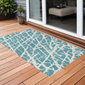 2 X 3 Teal Abstract Washable Non Skid Indoor Outdoor Area Rug
