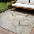 10 X 14 Beige and Gray Abstract Washable Non Skid Indoor Outdoor Area Rug