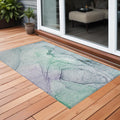 3 X 5 Blue and Gray Abstract Washable Non Skid Indoor Outdoor Area Rug