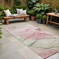 8 Runner Gray and Pink Abstract Washable Non Skid Indoor Outdoor Runner Rug