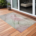 3 X 5 Gray and Pink Abstract Washable Non Skid Indoor Outdoor Area Rug