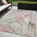 5 X 8 Gray and Pink Abstract Washable Non Skid Indoor Outdoor Area Rug