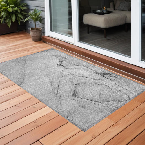 2 X 3 Gray Abstract Washable Non Skid Indoor Outdoor Area Rug