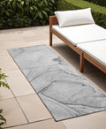 8 Runner Gray Abstract Washable Non Skid Indoor Outdoor Runner Rug