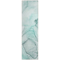 2 X 8 Teal and Gray Abstract Washable Non Skid Indoor Outdoor Runner Rug