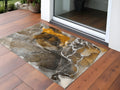 3 X 5 Brown and Gray Abstract Washable Non Skid Indoor Outdoor Area Rug