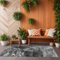 8 Runner Black Gray and White Abstract Washable Non Skid Indoor Outdoor Runner Rug