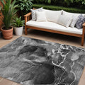 8 X 10 Black Gray and White Abstract Washable Non Skid Indoor Outdoor Area Rug