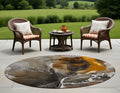 8 Round Orange Round Abstract Washable Non Skid Indoor Outdoor Area Rug