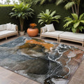 10 X 14 Orange Abstract Washable Non Skid Indoor Outdoor Area Rug