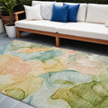 10 X 14 Blue Abstract Washable Non Skid Indoor Outdoor Area Rug