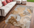 5 X 8 Orange Abstract Washable Non Skid Indoor Outdoor Area Rug