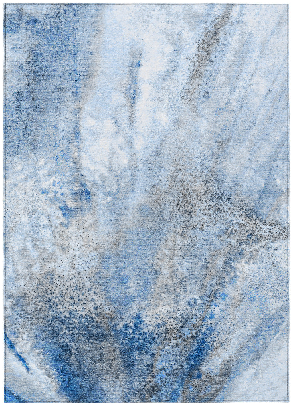 8 X 10 Navy and Gray Abstract Washable Non Skid Indoor Outdoor Area Rug