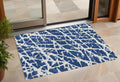 3 X 5 Blue and White Abstract Washable Non Skid Indoor Outdoor Area Rug