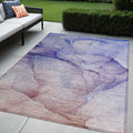 5 X 8 Blue and Brown Abstract Washable Non Skid Indoor Outdoor Area Rug