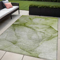 5 X 8 Olive Green Abstract Washable Non Skid Indoor Outdoor Area Rug