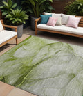 10 X 14 Olive Green Abstract Washable Non Skid Indoor Outdoor Area Rug