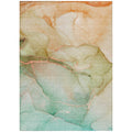 5 X 8 Green and Pink Abstract Washable Non Skid Indoor Outdoor Area Rug