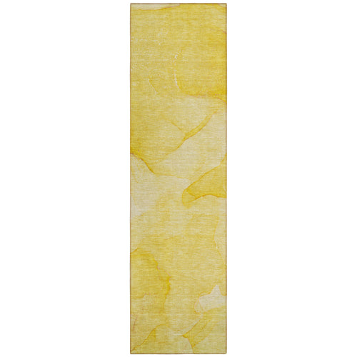 2 X 8 Gold Abstract Washable Non Skid Indoor Outdoor Runner Rug