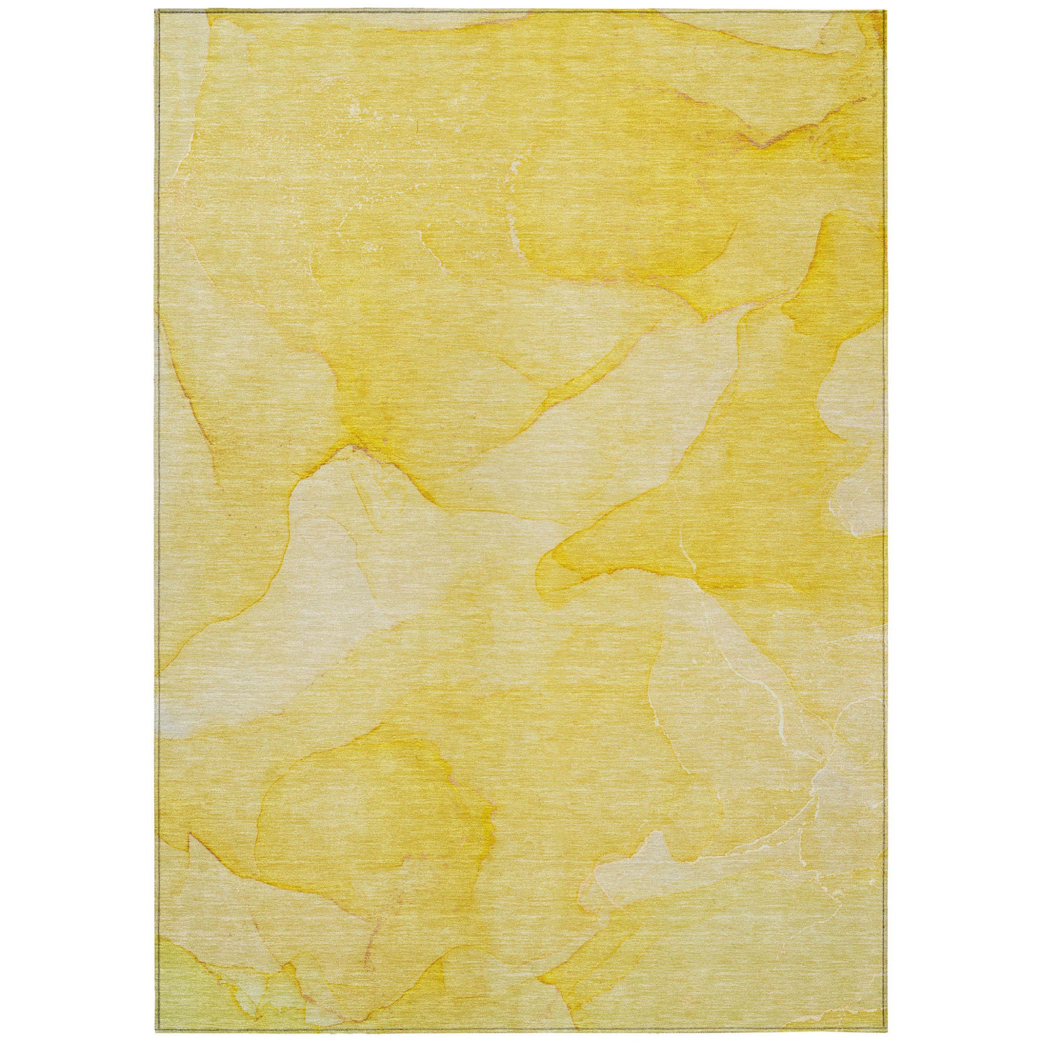 5 X 8 Gold Abstract Washable Non Skid Indoor Outdoor Area Rug