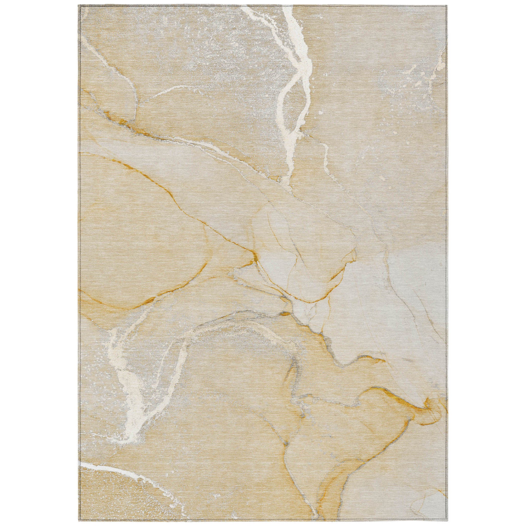5 X 8 Beige Abstract Washable Indoor Outdoor Area Rug