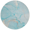 8 X 8 Teal Round Abstract Washable Indoor Outdoor Area Rug