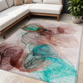 5 X 8 Burgundy Abstract Washable Non Skid Indoor Outdoor Area Rug