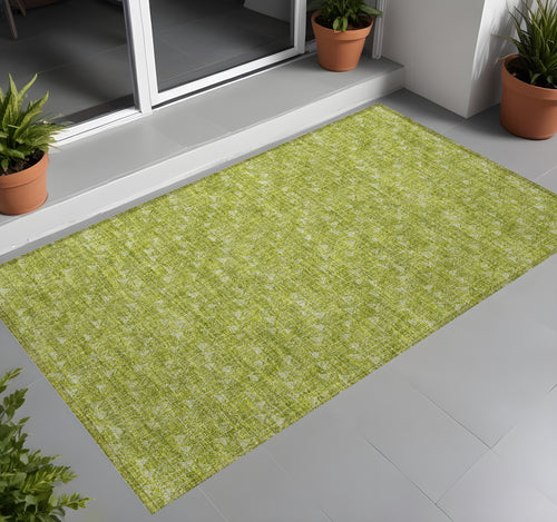 2 X 3 Moss Green Geometric Washable Non Skid Indoor Outdoor Area Rug