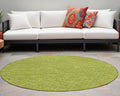8 Round Moss Green Round Geometric Washable Non Skid Indoor Outdoor Area Rug