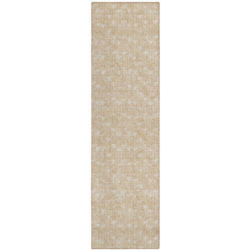 2 X 8 Beige Geometric Washable Indoor Outdoor Runner Rug