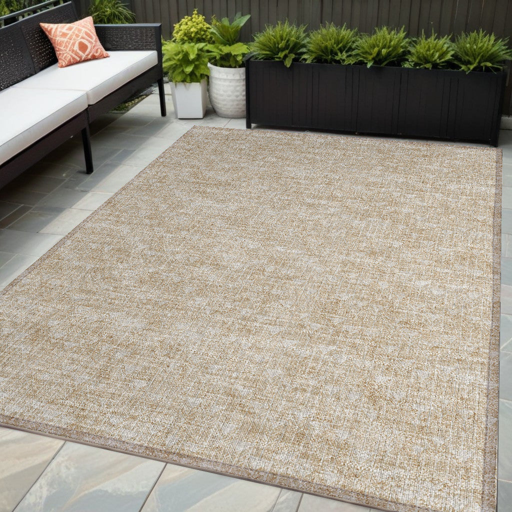 5 X 8 Tan Geometric Washable Non Skid Indoor Outdoor Area Rug