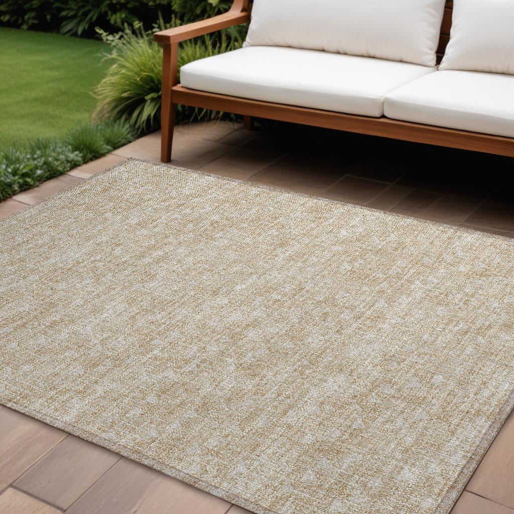 8 X 10 Tan Geometric Washable Non Skid Indoor Outdoor Area Rug