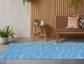 8 Runner Blue Geometric Washable Non Skid Indoor Outdoor Runner Rug