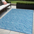 5 X 8 Blue Geometric Washable Non Skid Indoor Outdoor Area Rug