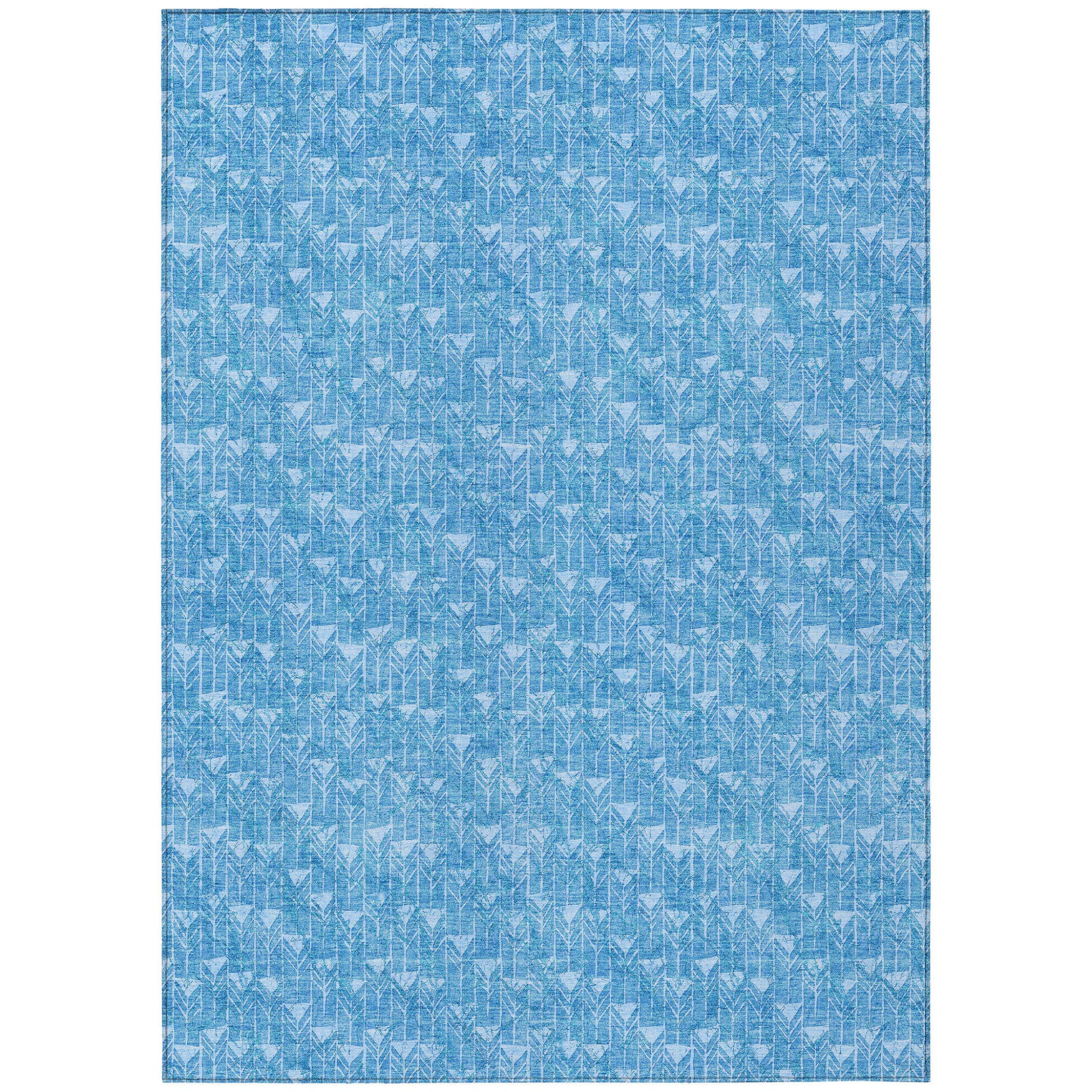 8 X 10 Blue Geometric Washable Indoor Outdoor Area Rug