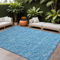10 X 14 Blue Geometric Washable Non Skid Indoor Outdoor Area Rug