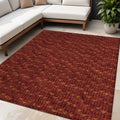 5 X 8 Burgundy Geometric Washable Non Skid Indoor Outdoor Area Rug