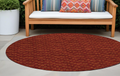 8 Round Burgundy Round Geometric Washable Non Skid Indoor Outdoor Area Rug