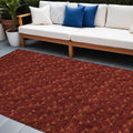9 X 12 Burgundy Geometric Washable Non Skid Indoor Outdoor Area Rug