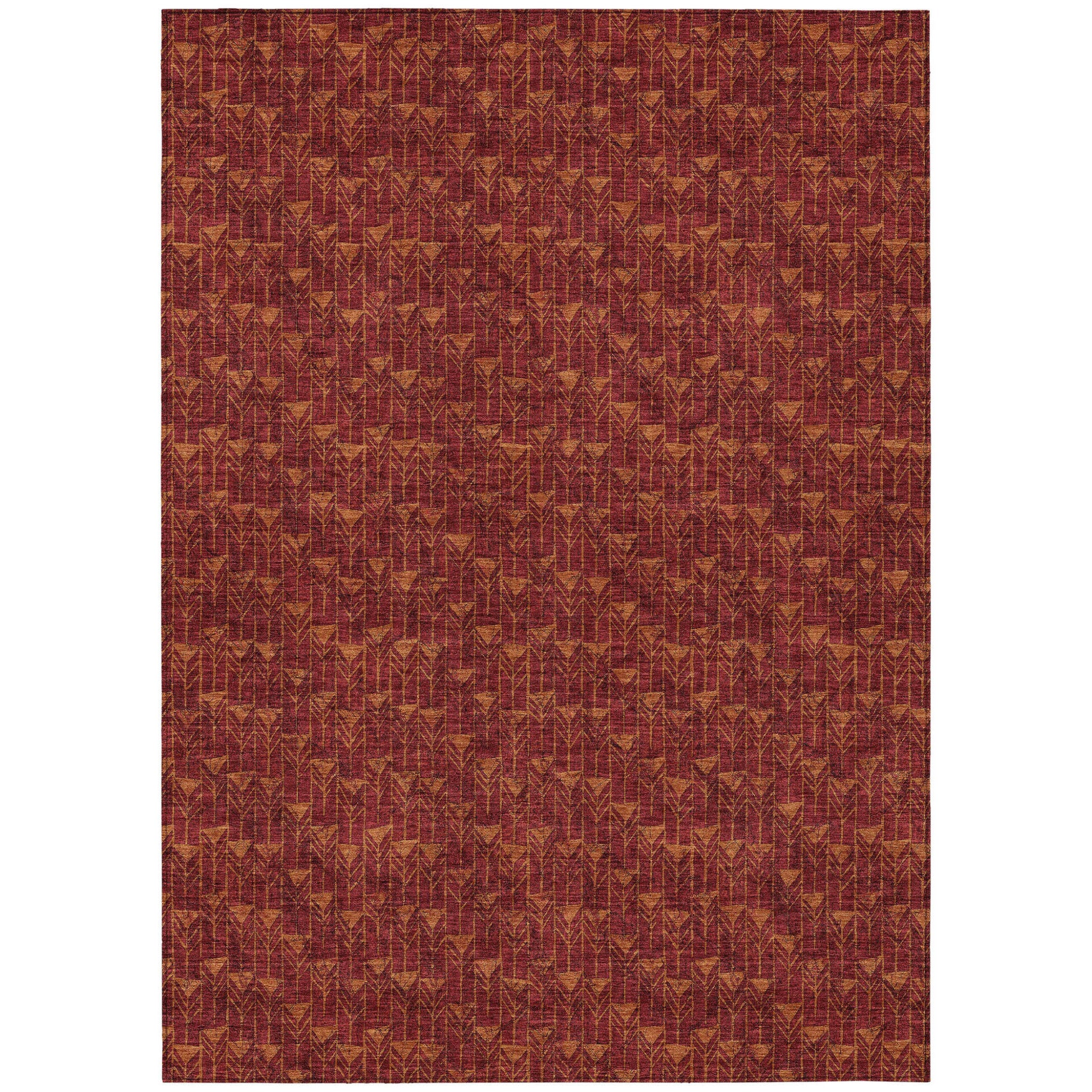 10 X 14 Burgundy Geometric Washable Non Skid Indoor Outdoor Area Rug
