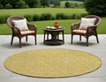 8 Round Gold Round Geometric Washable Non Skid Indoor Outdoor Area Rug
