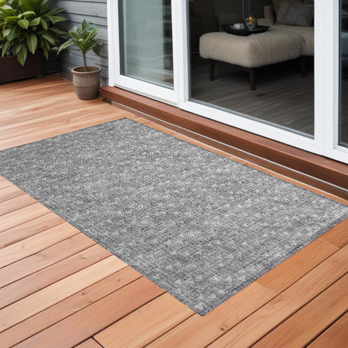 2 X 3 Gray Geometric Washable Non Skid Indoor Outdoor Area Rug