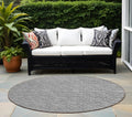 8 Round Gray Round Geometric Washable Non Skid Indoor Outdoor Area Rug