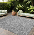 8 X 10 Gray Geometric Washable Non Skid Indoor Outdoor Area Rug