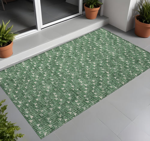 2 X 3 Sage Geometric Washable Non Skid Indoor Outdoor Area Rug