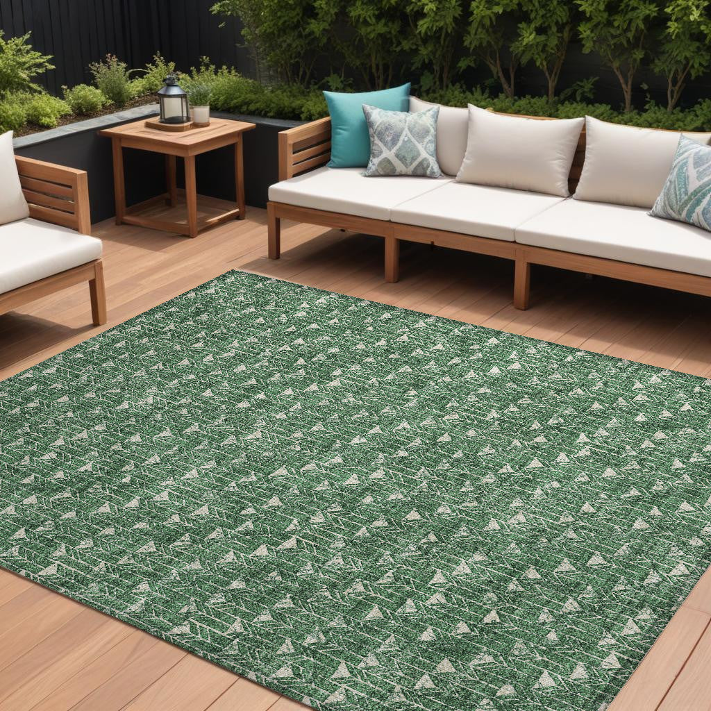 10 X 14 Sage Geometric Washable Non Skid Indoor Outdoor Area Rug