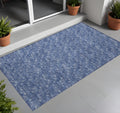 3 X 5 Navy Blue Geometric Washable Non Skid Indoor Outdoor Area Rug