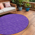 8 Round Purple Round Geometric Washable Non Skid Indoor Outdoor Area Rug