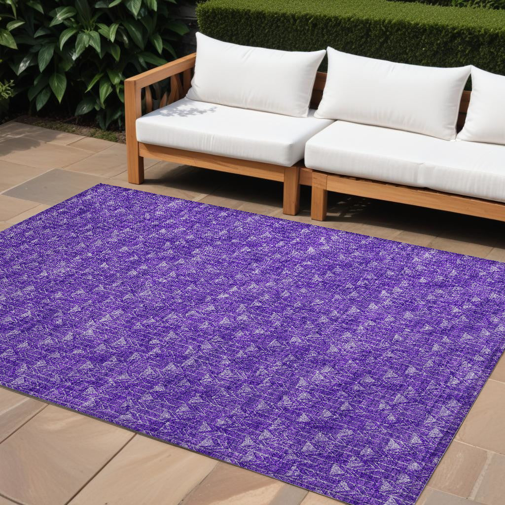 8 X 10 Purple Geometric Washable Non Skid Indoor Outdoor Area Rug